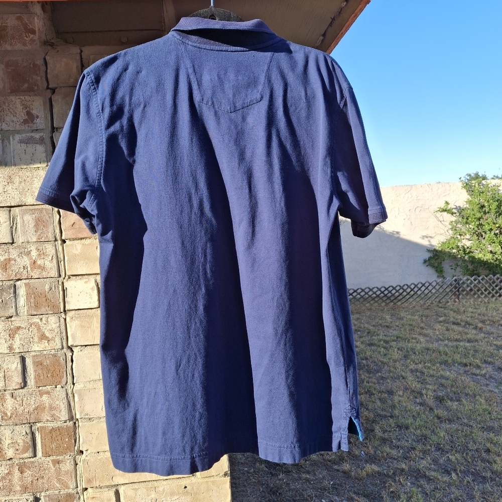 Robert Graham Embroidered Skull with Rose Navy Cotton Polo Shirt  Men Size Large - Picture 8 of 16